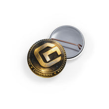 Load image into Gallery viewer, Gold Coin Logo Pin — Retro Metallic Round Enamel Badge