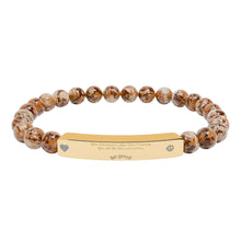 Load image into Gallery viewer, Engravable CoinVerse Natural Stone Bar Bracelet — StretchSupporter Heart ID Bracelet