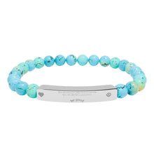 Load image into Gallery viewer, Engravable CoinVerse Natural Stone Bar Bracelet — StretchSupporter Heart ID Bracelet