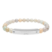 Load image into Gallery viewer, Engravable CoinVerse Natural Stone Bar Bracelet — StretchSupporter Heart ID Bracelet