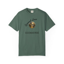 Load image into Gallery viewer, CoinVerse Logo T-Shirt — Gold Emblem Spread Love