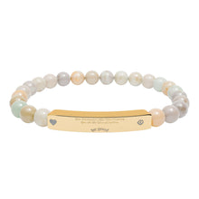 Load image into Gallery viewer, Engravable CoinVerse Natural Stone Bar Bracelet — StretchSupporter Heart ID Bracelet