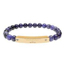 Load image into Gallery viewer, Engravable CoinVerse Natural Stone Bar Bracelet — StretchSupporter Heart ID Bracelet