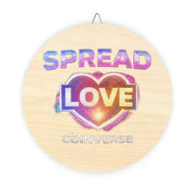 Load image into Gallery viewer, Spread Love CoinVerse Wooden Wall Sign — Heart Graphic Coinverse Decor
