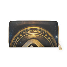 Load image into Gallery viewer, CoinVerse Zipper Wallet - Gold Coin Emblem Leather Zip Wallet