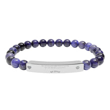 Load image into Gallery viewer, Engravable CoinVerse Natural Stone Bar Bracelet — StretchSupporter Heart ID Bracelet