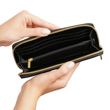 Load image into Gallery viewer, CoinVerse Zipper Wallet - Gold Coin Emblem Leather Zip Wallet