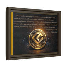 Load image into Gallery viewer, CoinVerse Cosmic Thankyou Framed Canvas Print — Gold Coinverse Emblem with Thank-You Message