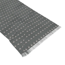 Load image into Gallery viewer, CoinVerse Light Scarf — Lightweight multi-Coin Gray Patterned Fringe Scarf
