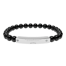 Load image into Gallery viewer, Engravable CoinVerse Natural Stone Bar Bracelet — StretchSupporter Heart ID Bracelet