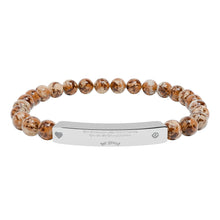 Load image into Gallery viewer, Engravable CoinVerse Natural Stone Bar Bracelet — StretchSupporter Heart ID Bracelet